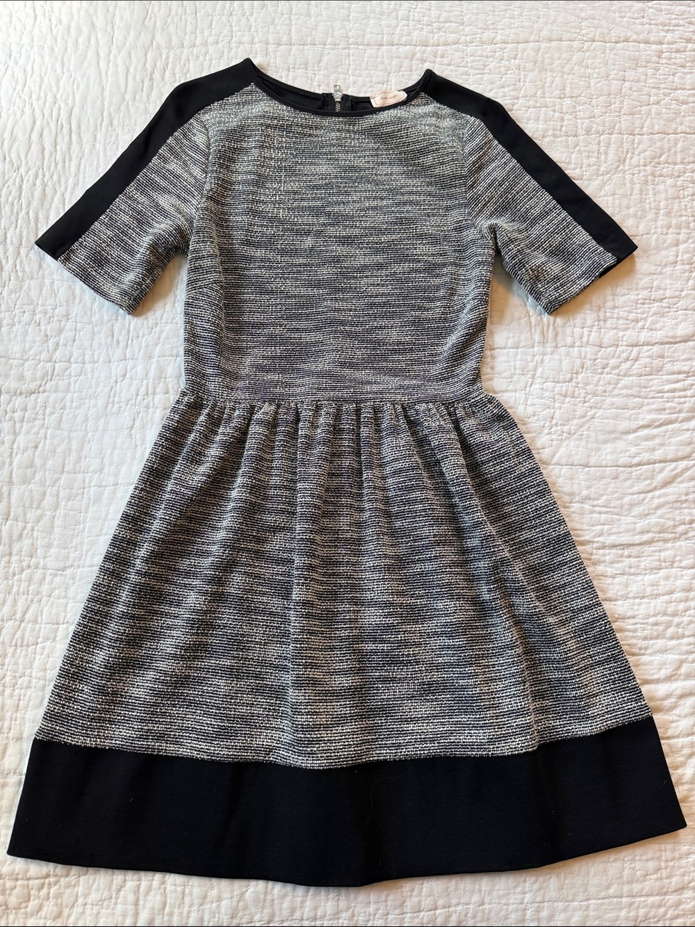 love...ady Black and Gray Textured Knit Dress